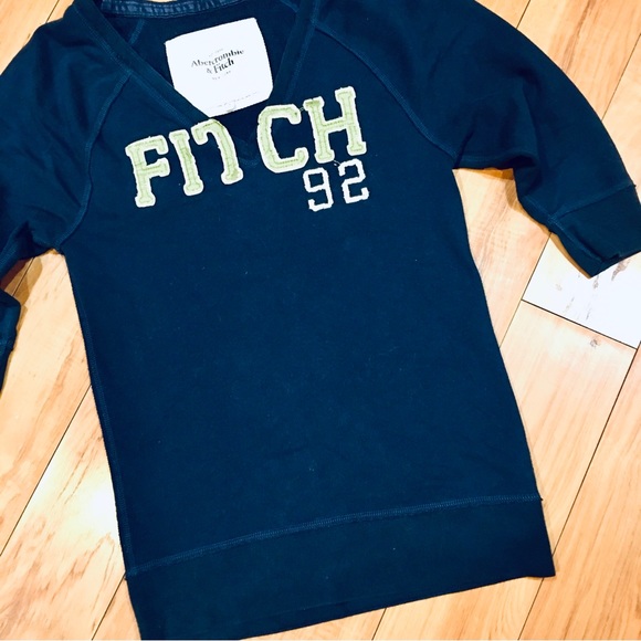 Abercrombie vintage navy green sweatshirt small pullover athlesiure - Picture 7 of 7